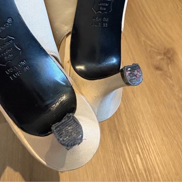 Nina Champagne Gold Satin Slingback Kitten Heels Rhinestone Bow Size 6M / EU 36 - Picture 6 of 8